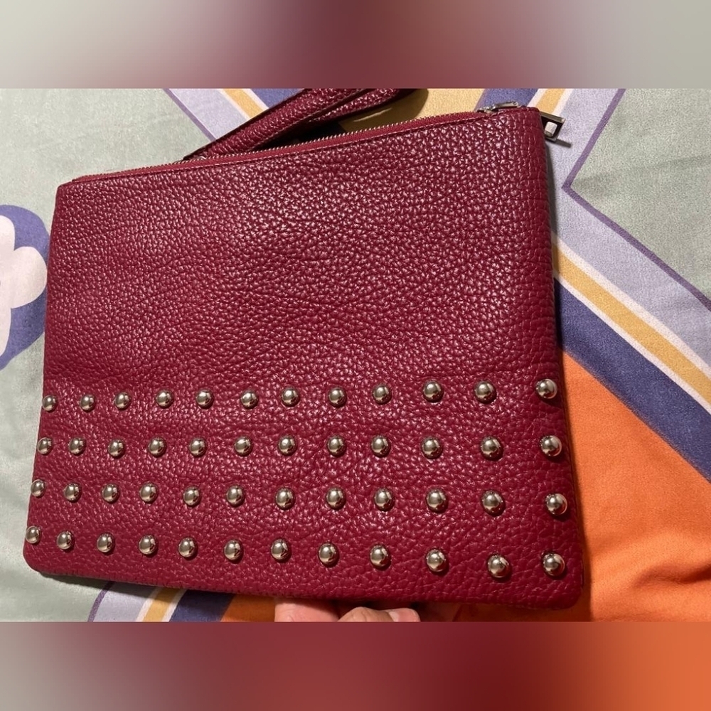 Women's red  medium-sized wristlet purse